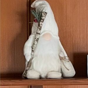 White Gnome Figurine with Birch Staff